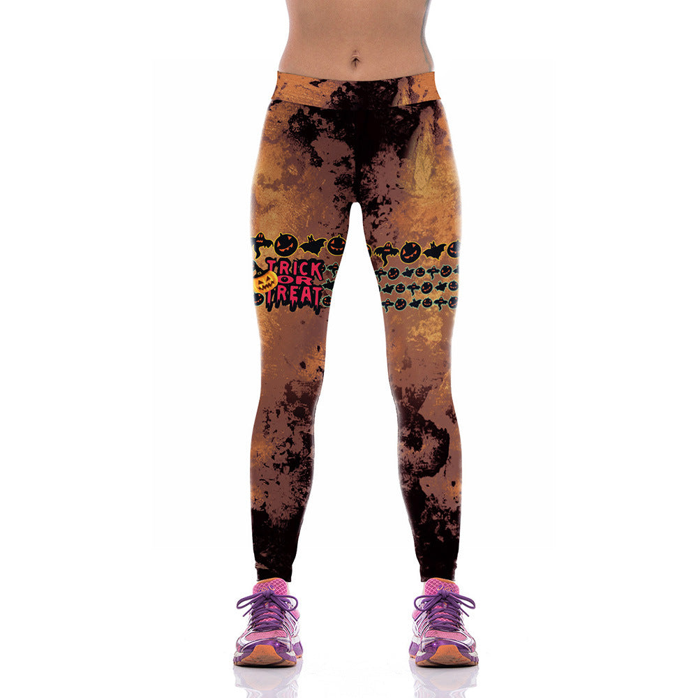 Digital Printed Sports Pants Zombie Bride Tight Elastic Pants