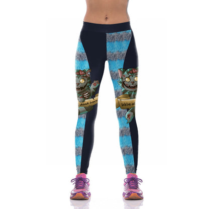 Digital Printed Sports Pants Zombie Bride Tight Elastic Pants