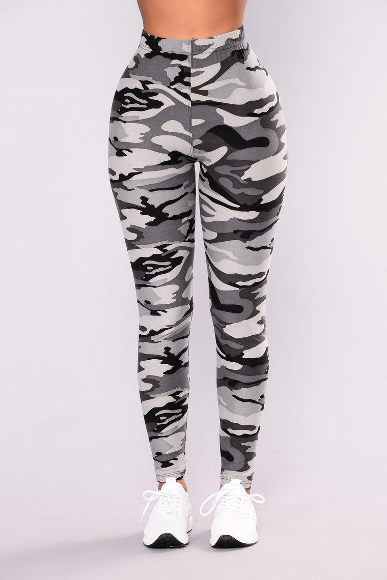 Camouflage Printed Grey Casual Legging Pants