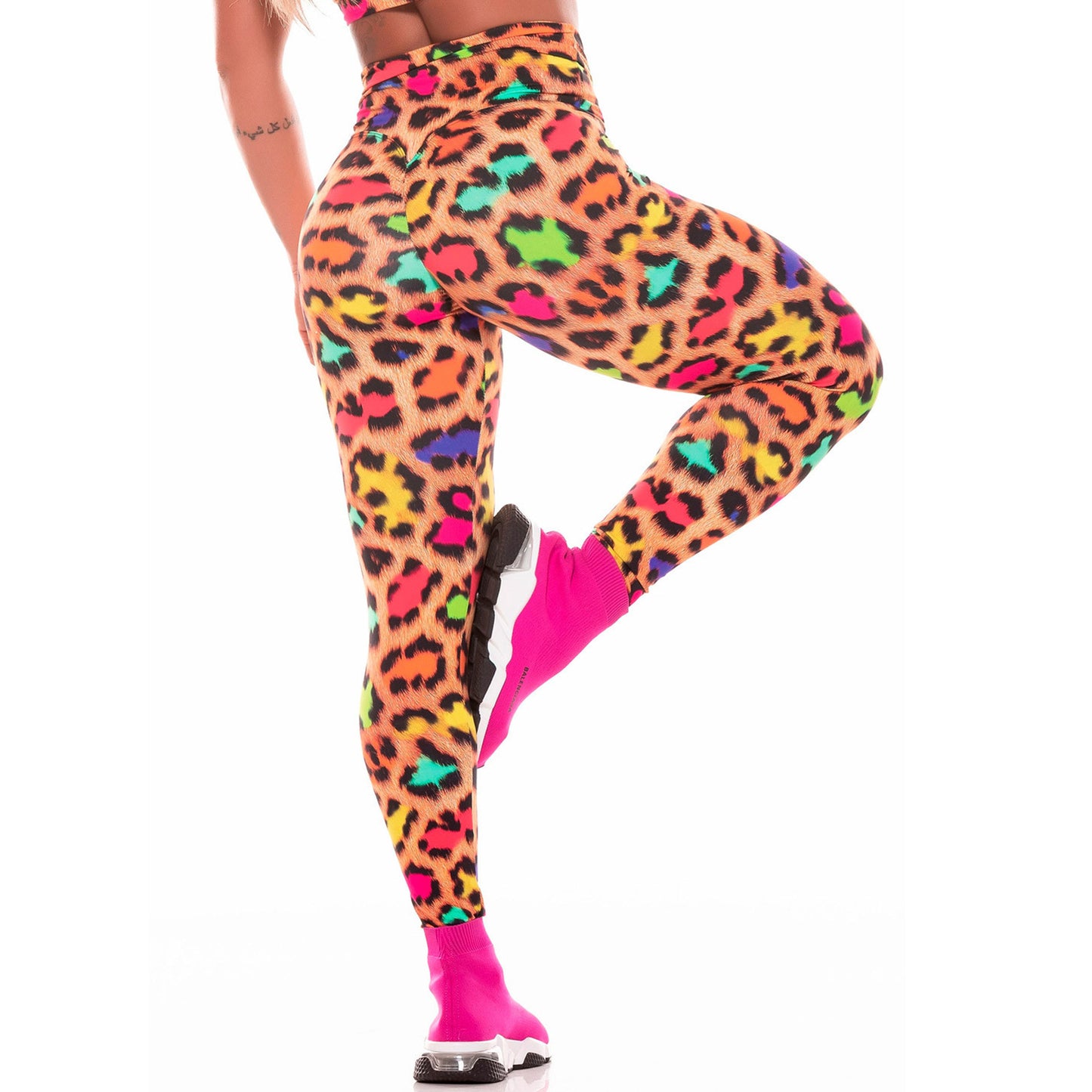 Colorful Leopard Print Moisture Wicking Yoga Pants Leggings