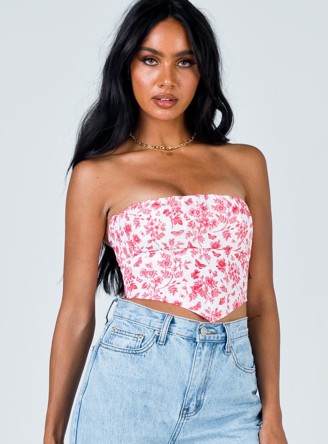 Women's Printed Tube Top Summer Slim Fit Midriff-baring Hot Girl Top