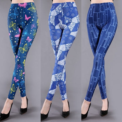 Spring And Summer Milk Silk Printed Leggings For Women