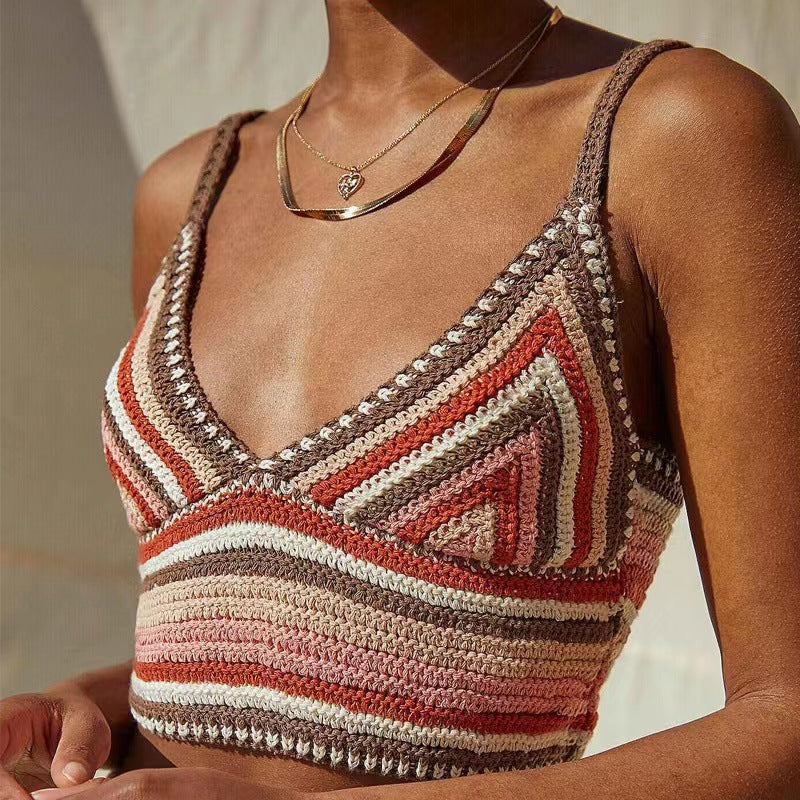 European And American Crochet Knitted Camisole Top