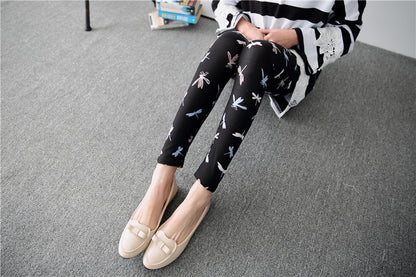 2017 Spring Graffiti Milk Silk Ink Painting Elastic Leggings Wholesale