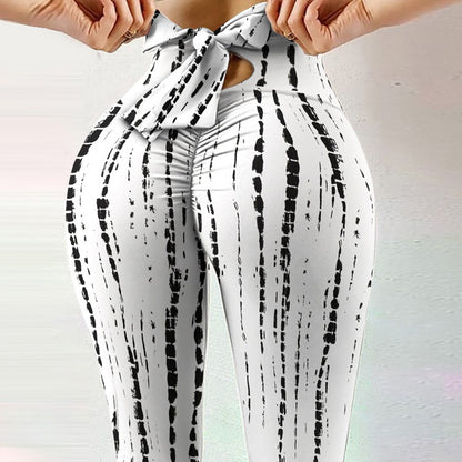 Fitness High-elastic Sweat-absorbent Bowknot Rope Pants Leggings