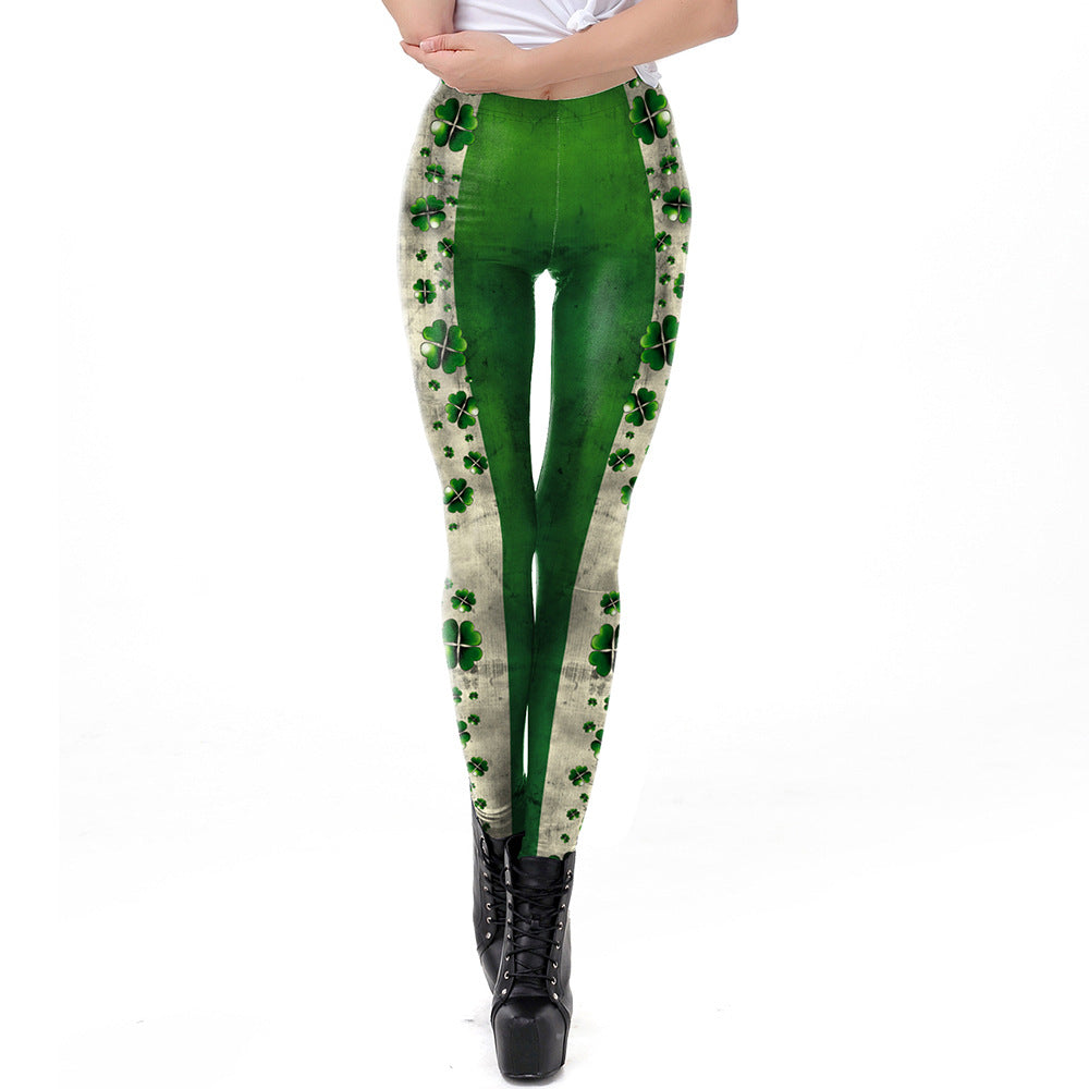 Saint Patrick's Day Matching Digital Printed Tight Waistband Sports Leggings