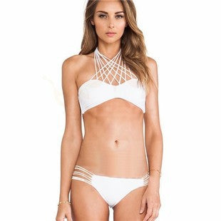 Women's Fashion Casual Halter Multi-rope Sexy Bikini Split Swimsuit