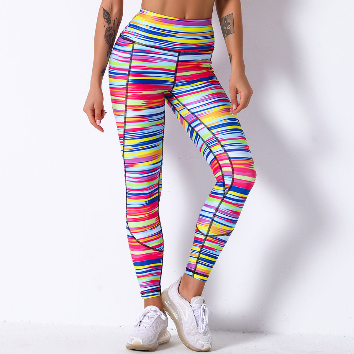 High-waist Hip-lifting Stitching Plant Coefficient Code Printing Leggings