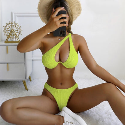 Women's Fashion Simple Pure Color Bikini Swimsuit