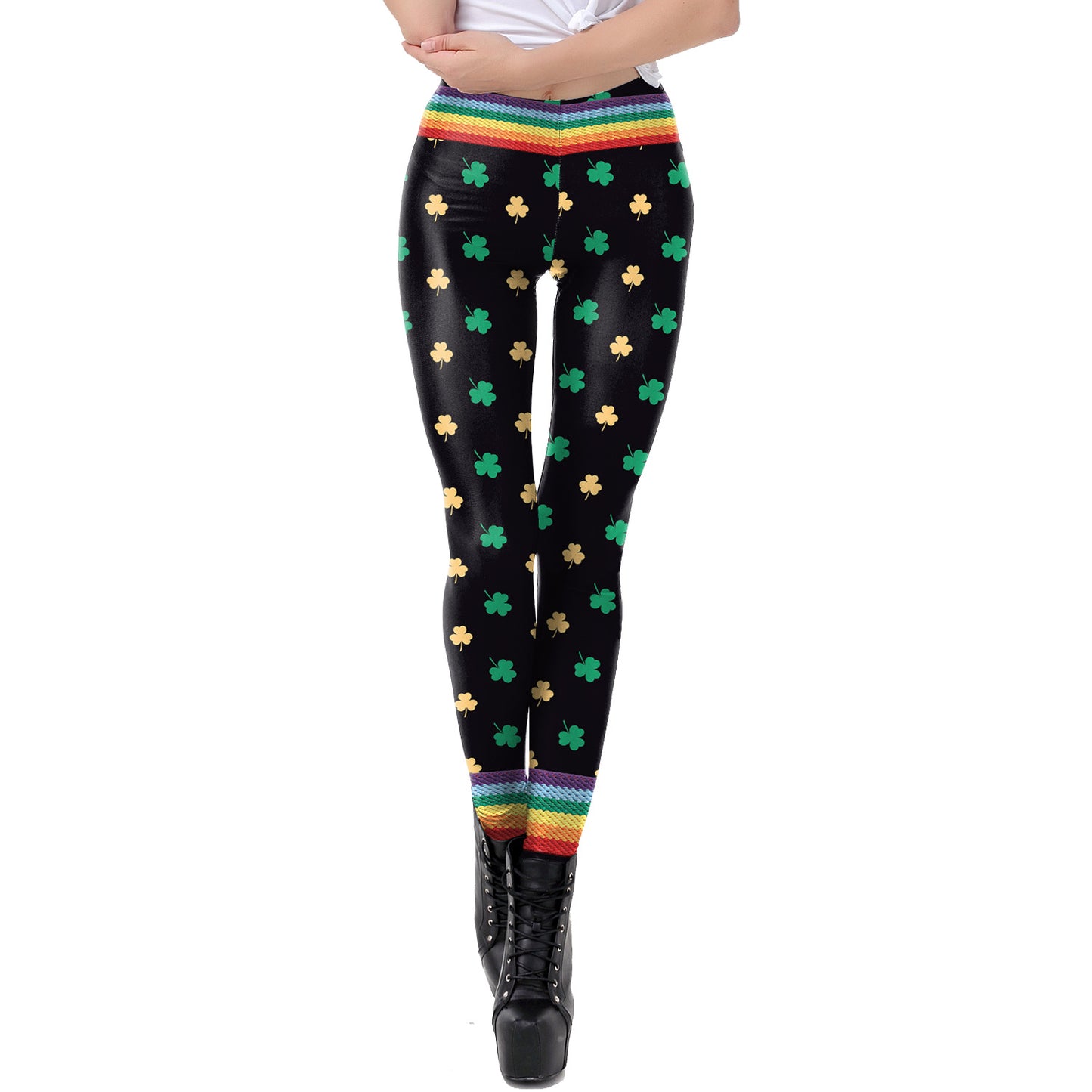 Saint Patrick's Green Digital Printed Yoga Leggings