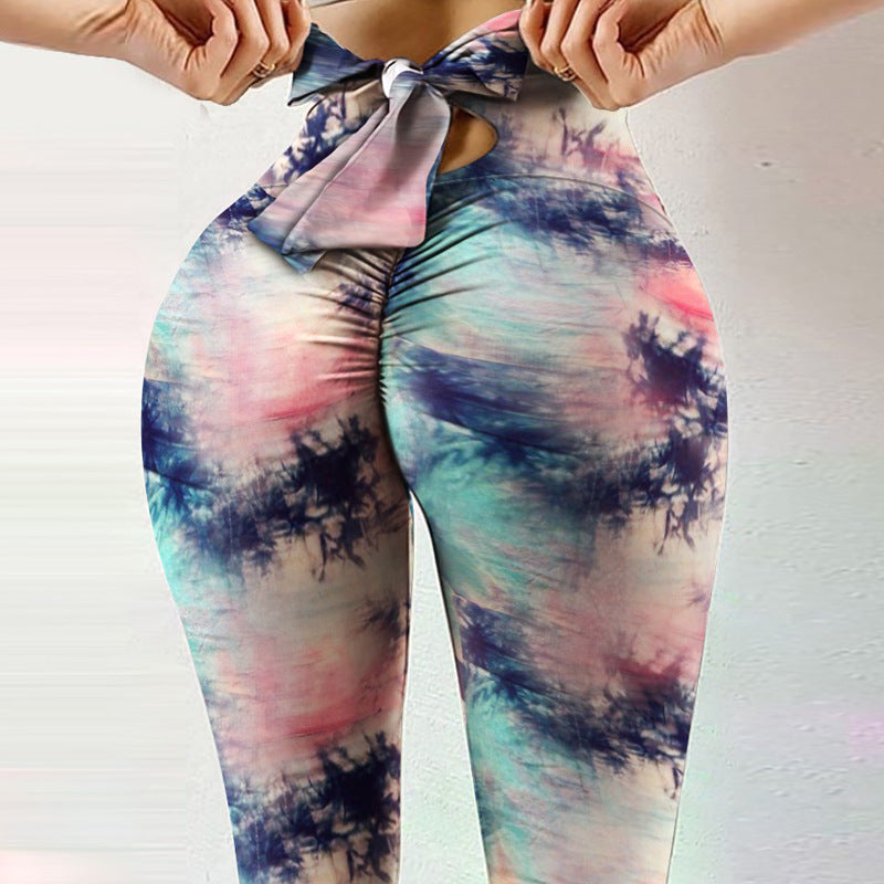 Fitness High-elastic Sweat-absorbent Bowknot Rope Pants Leggings