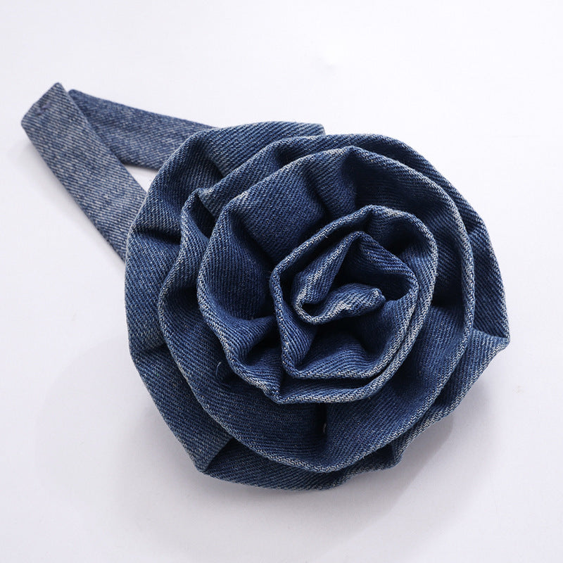 Denim Flower Collar Top With A Bra For Women