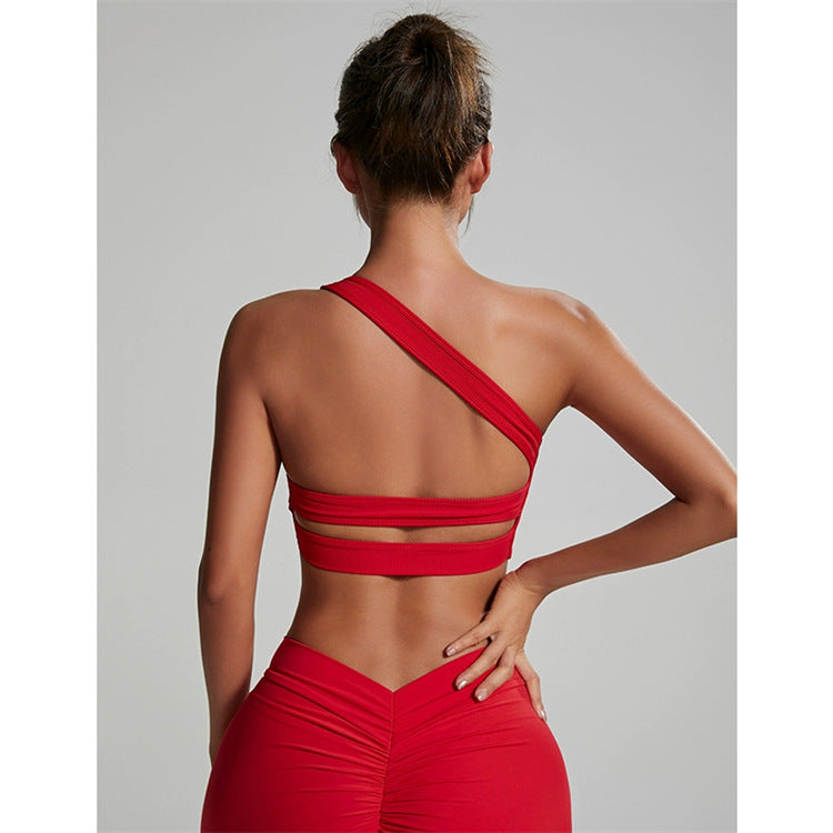 Women's One-shoulder Shockproof Bra Sports Clothes