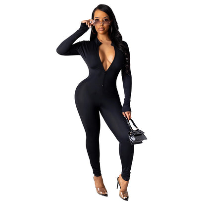 Long-sleeved Sexy Slim Ladies Leggings All-in-one Pants