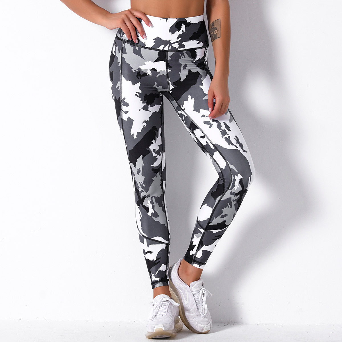 High-waist Hip-lifting Stitching Plant Coefficient Code Printing Leggings