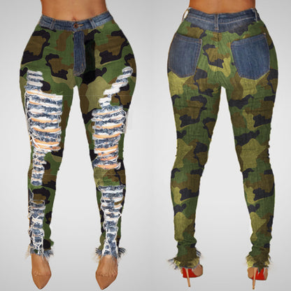 Women's Sexy Personality Ripped High-waisted Leggings