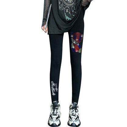 Shiny Rhinestone Leggings For Women