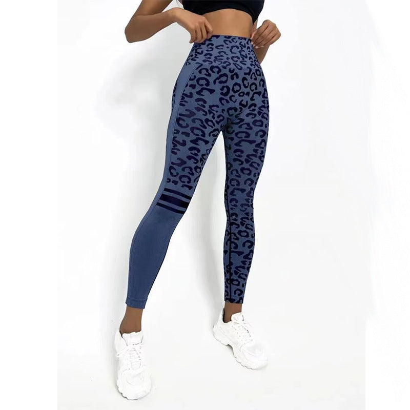 Chemical Fiber Blend Leopard Print Yoga High Waist Tights