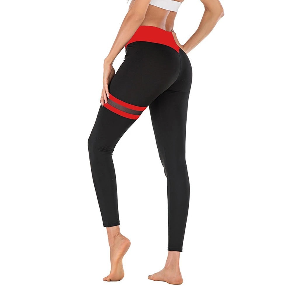 Thigh Double Ring Contrast Color Yoga Pants High Stretch Leggings