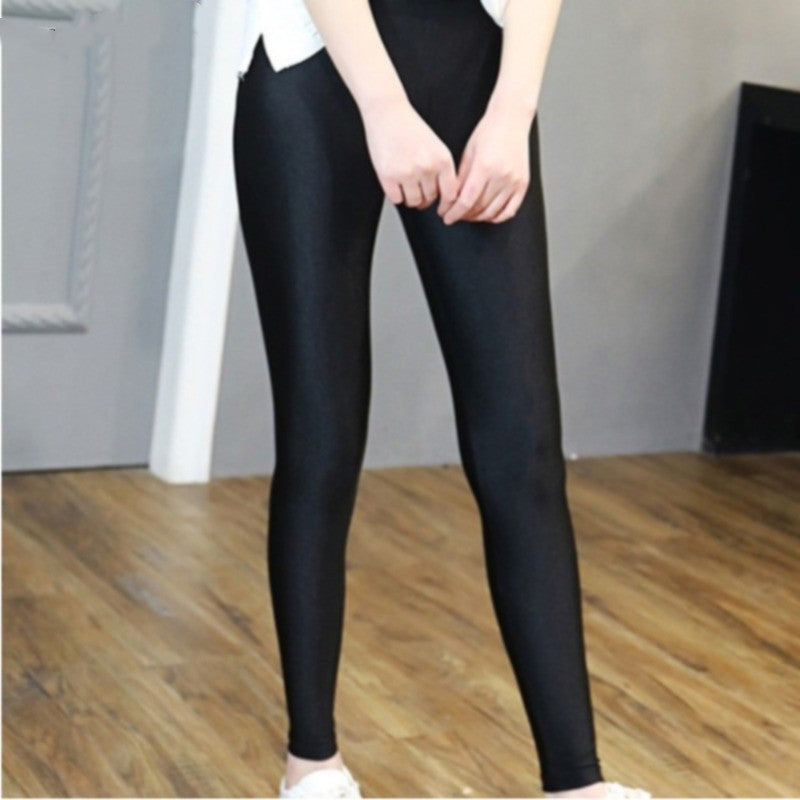 Portuguese Glossy Leggings Black Skinny Elastic Thin Cropped Pants