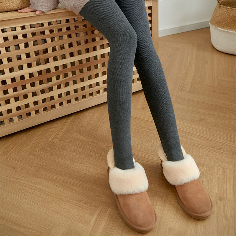 High Waist Stripes Leggings Winter Warm Thick High Stretch