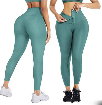 Fashion Ladies Simple Double Breasted Yoga Tights