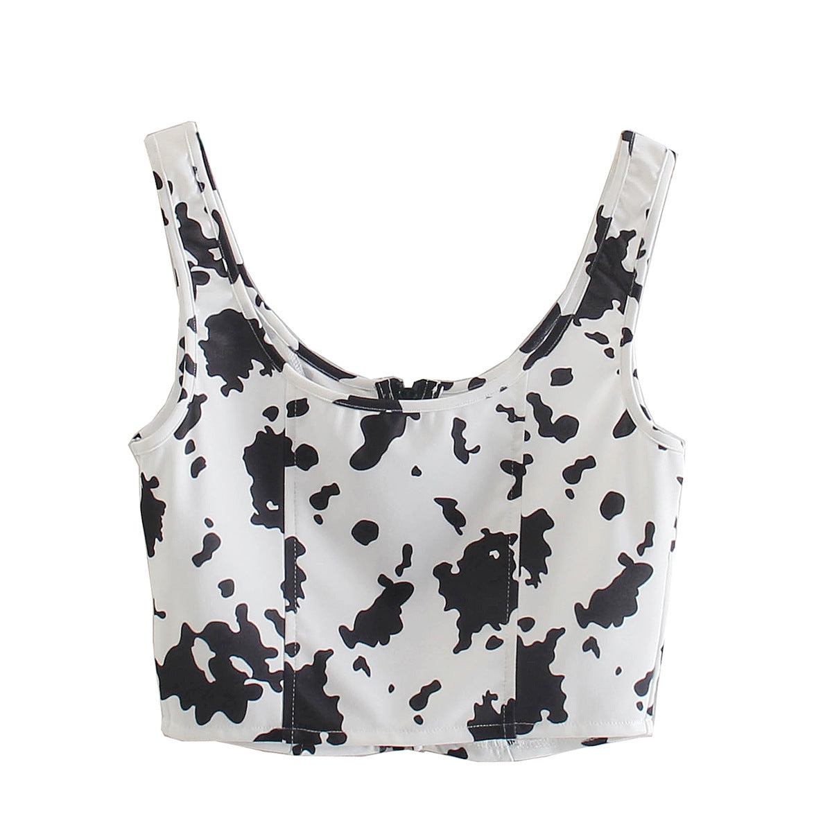 Cow Flower Top Slim-fit Zipper Camisole