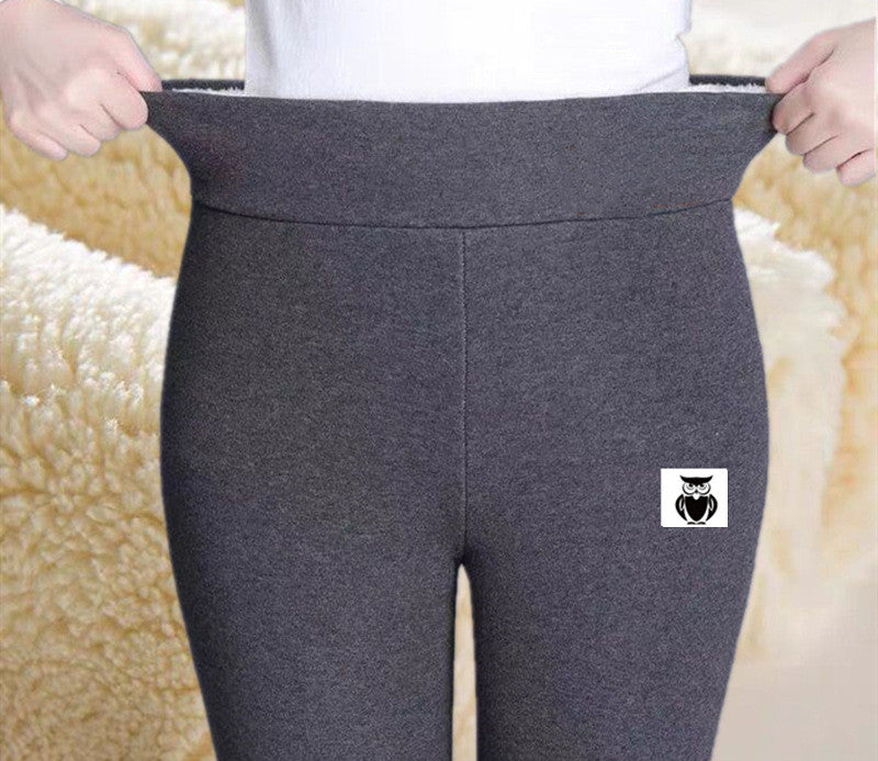 Lamb Fleece Warm Leggings Large Women's Thickened Cashmere High Waist Outwear Tight Long Pants