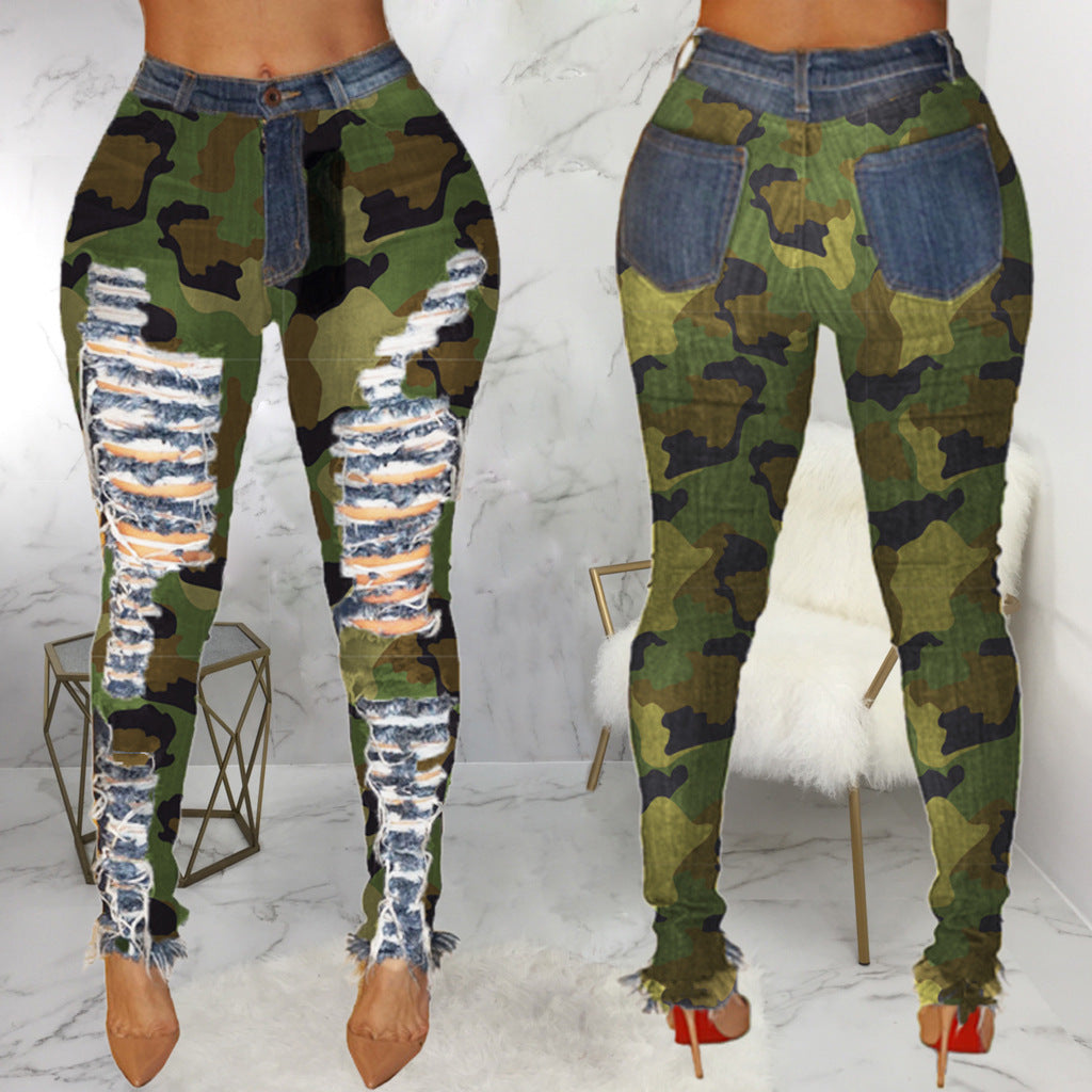 Women's Sexy Personality Ripped High-waisted Leggings