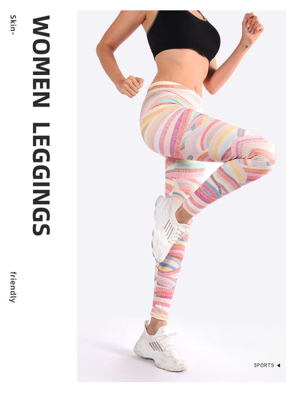 Nylon Stretch Outdoor Tights Digital Print Yoga Pants Women's Sports Leggings