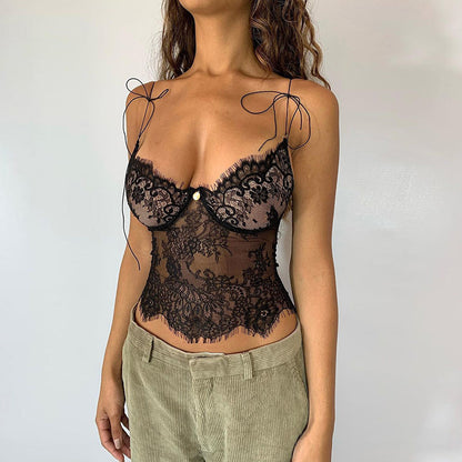 Women's Lace See-through Suspenders Sexy Show Chest