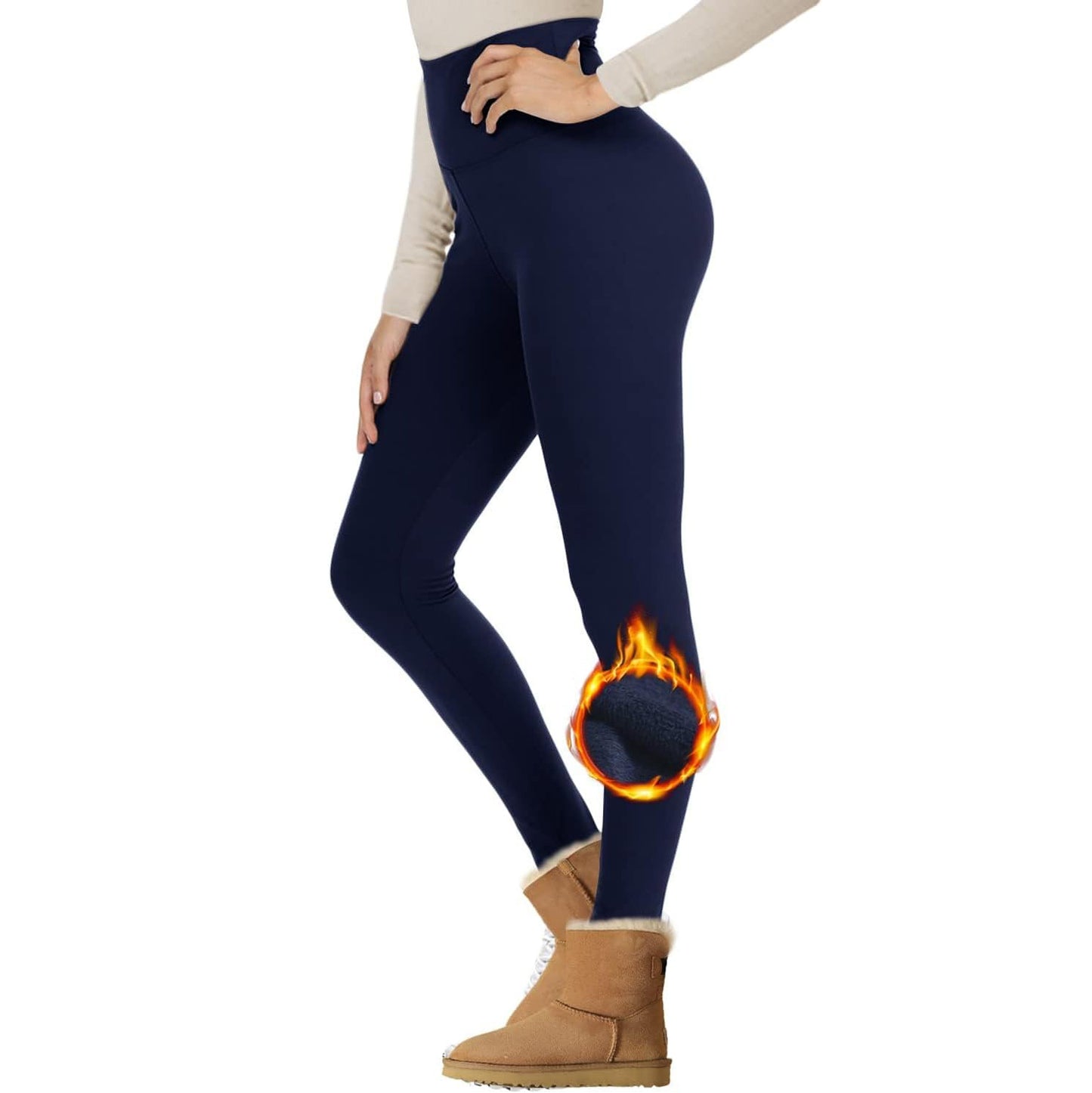 Cropped High Waist Velvet Padded Leggings Thermal Slim Fit