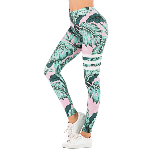 Fitness Leggings with leaf printing